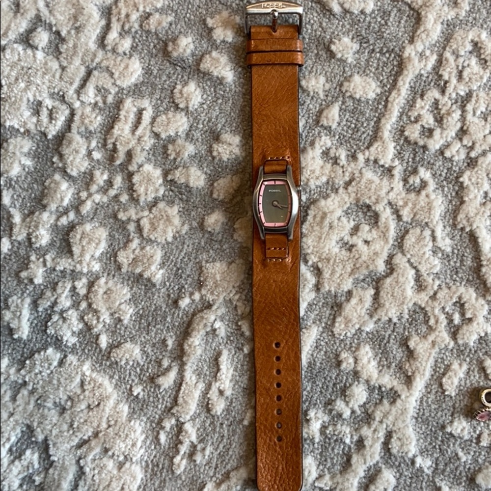 Leather fossil watch